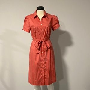 Coral orange shirt dress